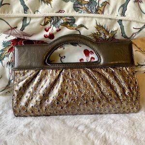 Chi by Carlos Falchi BEAUTIFUL AND UNIQUE ostrich embossed leather clutch